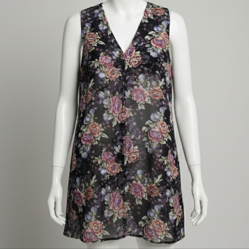 Vintage Victoria's Secret Gold Label Multi-Color Floral Top Womans Size Medium